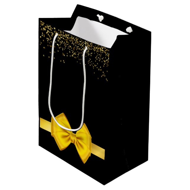 Modern elegant chic black and gold   medium gift bag (Front Angled)
