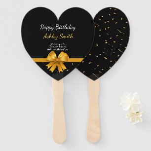 Modern elegant chic black and gold sweet 16 hand f fan