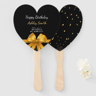Modern elegant chic black and gold sweet 16 hand fan