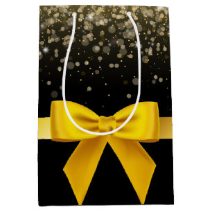Modern elegant chic black and gold sweet 16   medi medium gift bag
