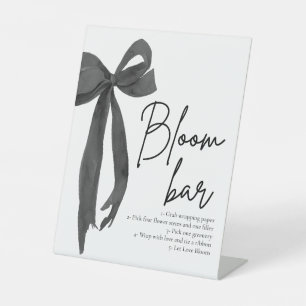 Modern Elegant Chic Black Bow Bloom Bar Sign