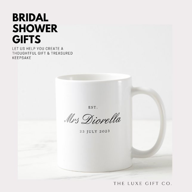 Modern Elegant Chic Black Mrs Bridal Shower Coffee Mug (Creator Uploaded)
