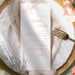 Modern Elegant Chic Blush Pink and Peach Wedding  Menu<br><div class="desc">Delight your guests with this elegant wedding menu card with a stylish, clean, and simple design with delicate hand-drawn floral details in blush pink and peach hues. Design with elegant modern block typography. Ability to personalise all text sections using the template text boxes provided, if needed, you can select the...</div>