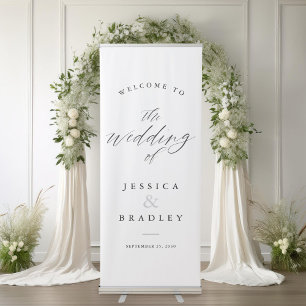 Modern Elegant Chic Calligraphy Wedding Welcome Retractable Banner