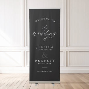 Modern Elegant Chic Calligraphy Wedding Welcome Retractable Banner