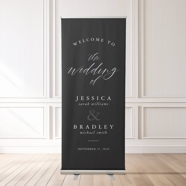 Modern Elegant Chic Calligraphy Wedding Welcome Retractable Banner (Creator Uploaded)