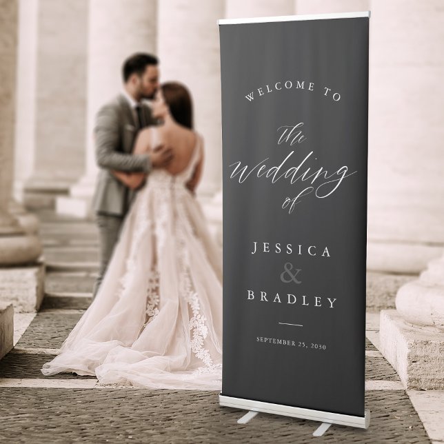 Modern Elegant Chic Calligraphy Wedding Welcome Retractable Banner (Creator Uploaded)