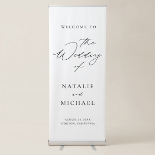 Modern Elegant Chic Calligraphy Wedding Welcome Retractable Banner