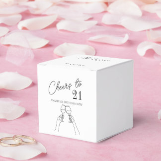 Modern elegant chic cheers to 21 birthday party favour box