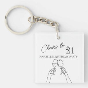 Modern elegant chic cheers to 21 birthday party key ring