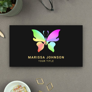 Modern Elegant Chic Colorful Rainbow Butterfly Business Card