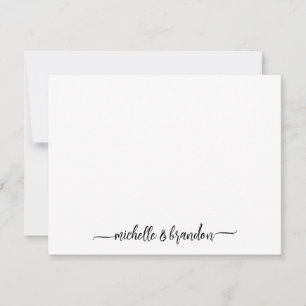 Modern Elegant Chic Couple Script Names Stationery Card