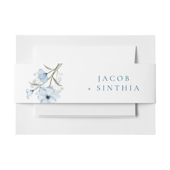Modern Elegant Chic Dusty Blue Wedding Invitation Belly Band (Front Example)