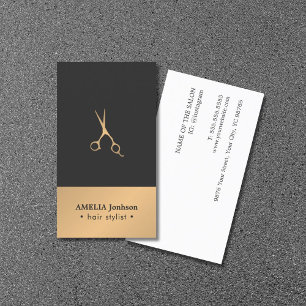Modern Elegant Chic Faux Copper Grey Hair Stylist Business Card