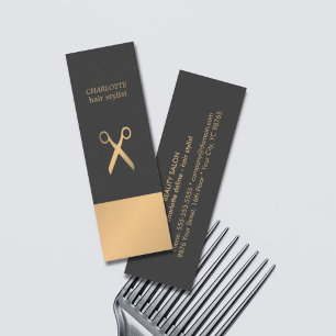 Modern Elegant Chic Faux Copper Grey Hair Stylist Mini Business Card