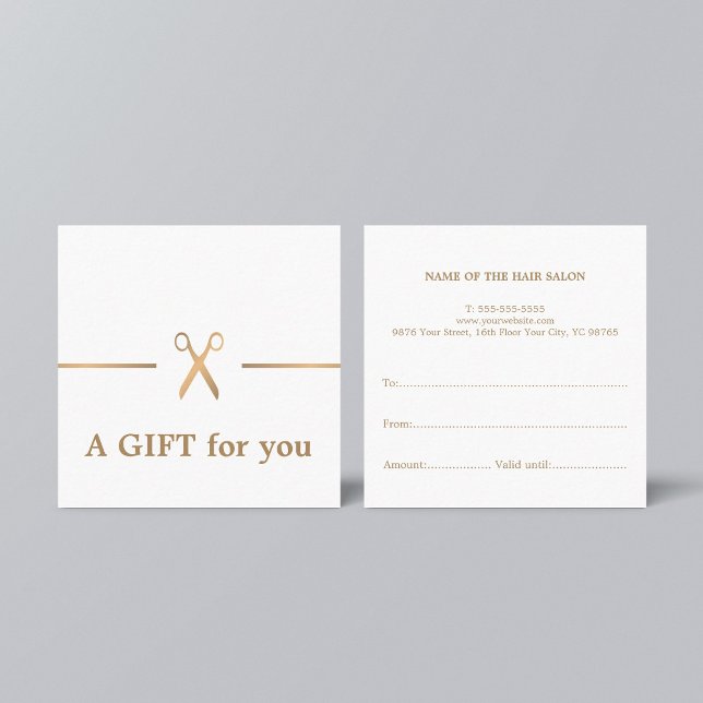 Modern Elegant Chic Faux Gold White Hair Stylist Square Business Card (Creator Uploaded)