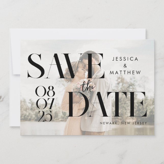 Modern Elegant Chic Faux Vellum Photo Wedding Save The Date (Front)