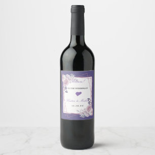 Modern elegant chic Frame purple The Wedding Wine Label