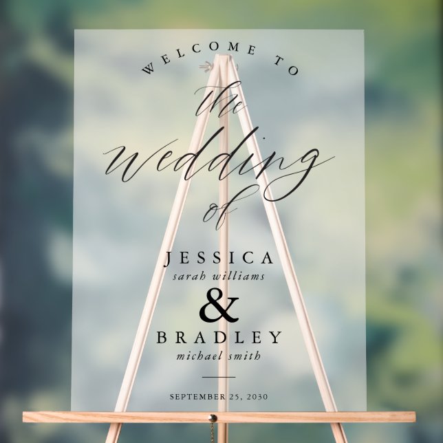 Modern Elegant Chic Frosted Wedding Welcome Acrylic Sign (Neutral)