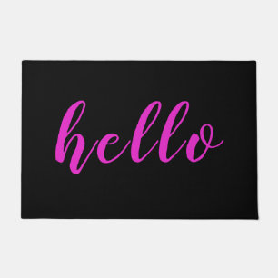 Modern Elegant Chic Fun Pink hello Black Doormat