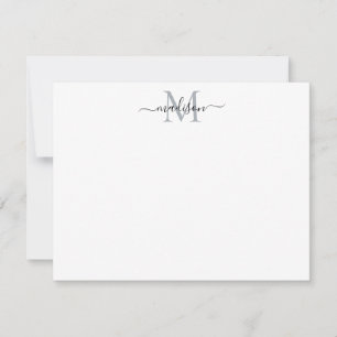 Modern Elegant Chic Girly Script Monogram Gray Card