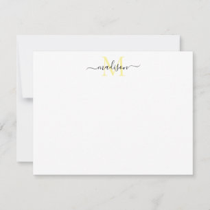 Modern Elegant Chic Girly Script Monogram Yellow Card