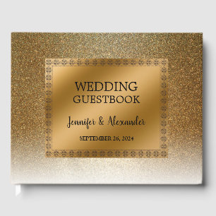 Modern elegant chic glitter gold wedding guest book