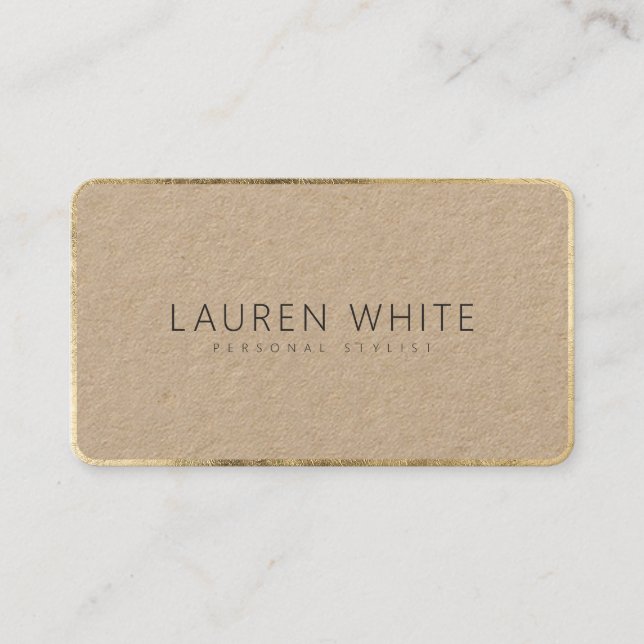 Modern elegant chic gold black minimalist kraft business card (Front)