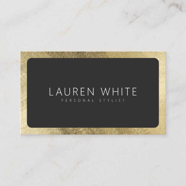 Modern elegant chic gold black rounded minimalist business card (Front)