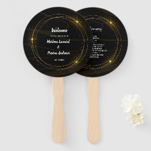 Modern Elegant Chic  gold  Light   Wedding Program Hand Fan
