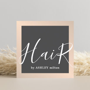 Modern Elegant Chic Handwritten Hair Stylist Square Business Card