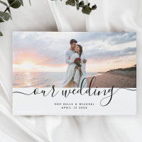 Modern Elegant Chic Handwritten Photo Wedding