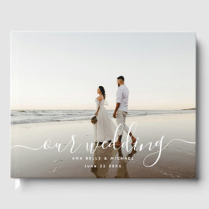 Modern Elegant Chic Handwritten Photo Wedding Guest Book