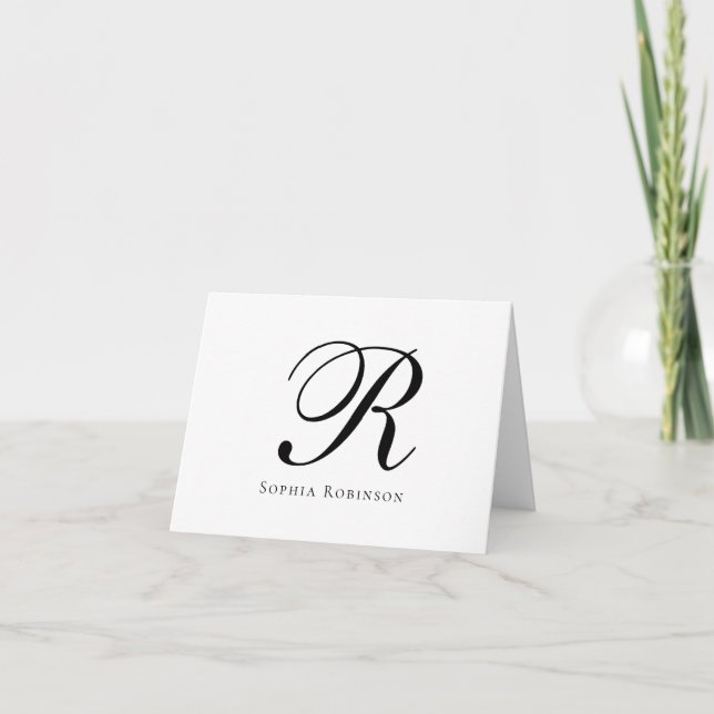 Modern Elegant Chic Monogram Professional Business Thank You Card (Front)