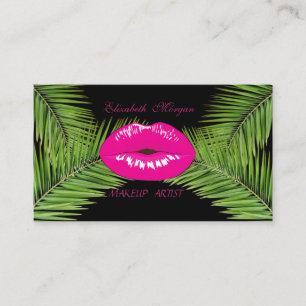 Modern Elegant Chic ,Palm Leaves,Lips Business Card