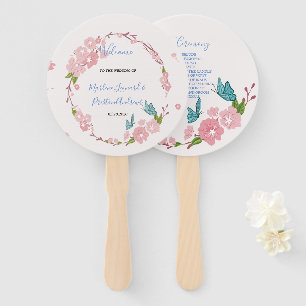 Modern elegant chic pink Floral  with butterfly Hand Fan