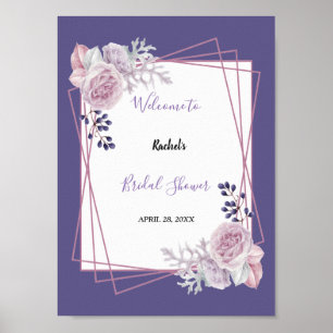Modern elegant chic purple Floral Bridal Shower Poster