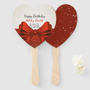 Modern elegant chic red ribbon  sweet 16 hand fan