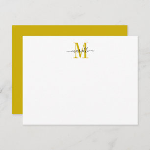 Modern Elegant Chic Script Mustard Gold Monogram  Card