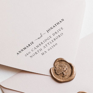 Modern Elegant Chic Script Wedding Return Address Rubber Stamp