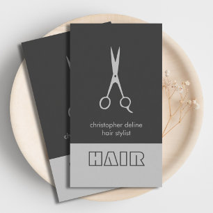 Modern Elegant Chic Silver Grey Hair Stylist Business Card