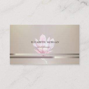 Modern Elegant Chic,Striped,Watercol Magnolia Business Card