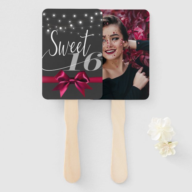 Modern elegant chic sweet 16 hand f hand fan (Front and Back)