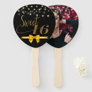 Modern elegant chic sweet 16 hand f hand fan