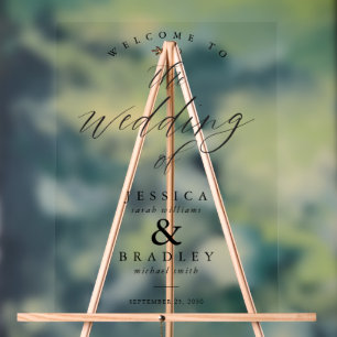 Modern Elegant Chic Transparent Wedding Welcome Acrylic Sign