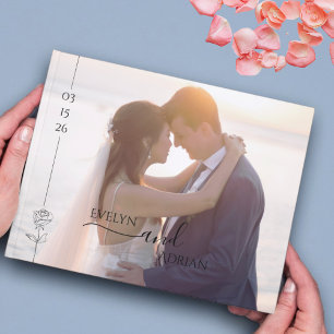 Modern Elegant Chic Typography Photo Wedding  Guest Book