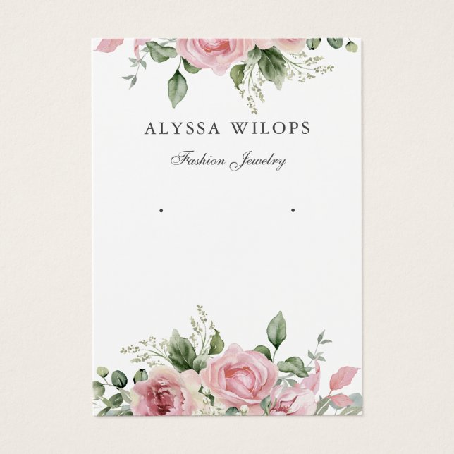 Modern Elegant chic watercolor floral display card (Front)