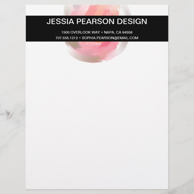 Modern Elegant Chic Watercolor Logo Custom Letterhead (Front)