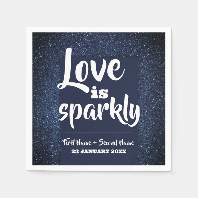 Modern Elegant Chic Wedding Engagement Glitter  Napkin (Front)