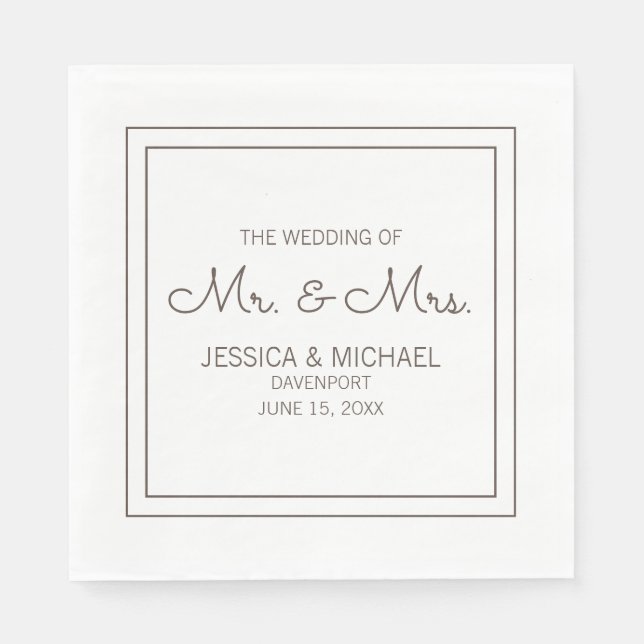 Modern Elegant Chic White Wedding Napkin (Front)